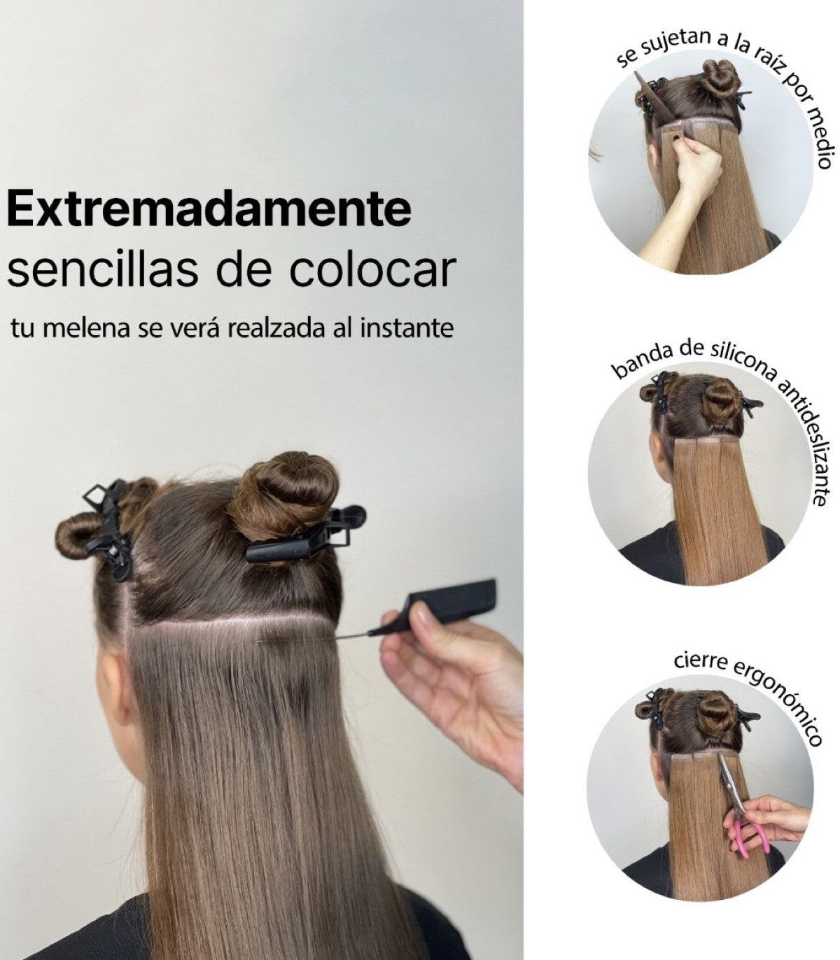 Longitud extra - Extensiones adhesivas - 60Gr